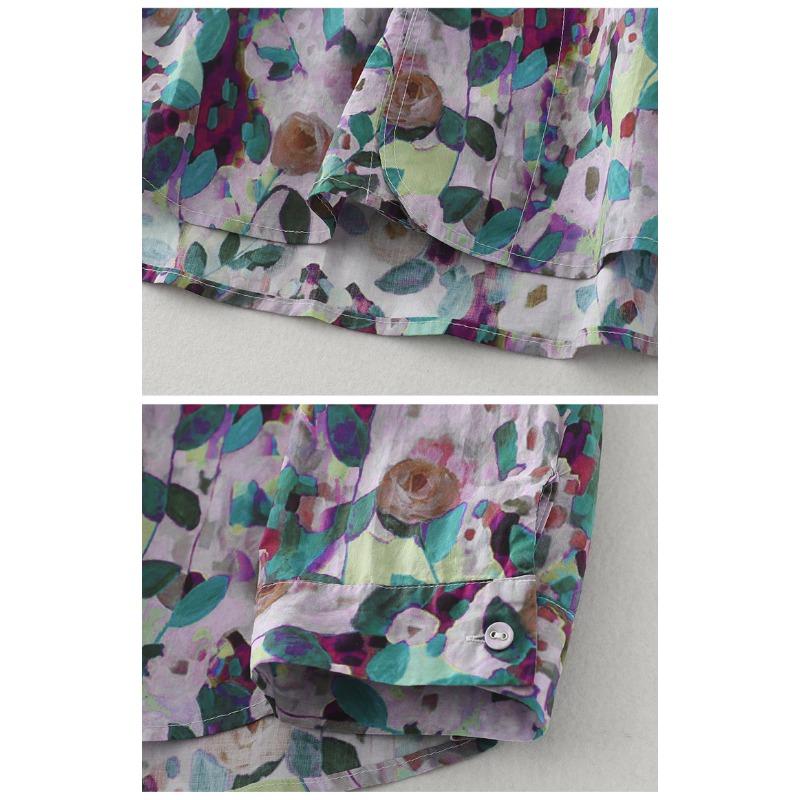 Dimanaf 2025 Женская весна Новая рубашка Блузка с длинным рукавом Пуговицы Модные топы Футболки Свободная цветочная блузка