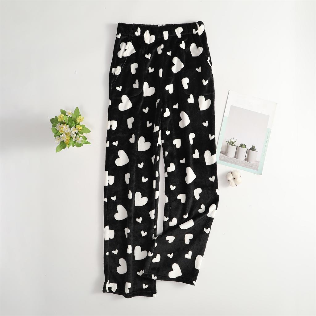 Женские пижамные брюки плюшевые штаны для сна мягкие пижамные брюки с эластичной талией узорчатые брюки с 2 карманами