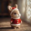 Christmas Felt Ornaments Handmade Wool Felt Rabbit Gingerbread Man Crafts for Tiered Tray Tabletop Decor