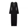 Womens Sexy V-Neck Flared Sleeve Long Knit Dress Party Date