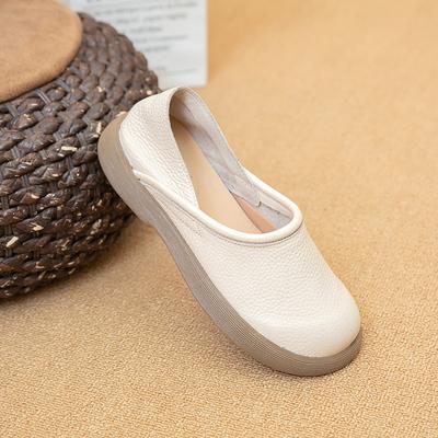 2024 балетки из телячьей кожи для беременных женщин на плоской подошве, лаконичные простые мокасины с широким носком, женские трансформируемые туфли