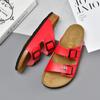 2024 New Summer Men Cork Slipper Casual Breathable Beach Double Buckle Non-slip Outside Nubuck Leather Slip On Slides Shoes
