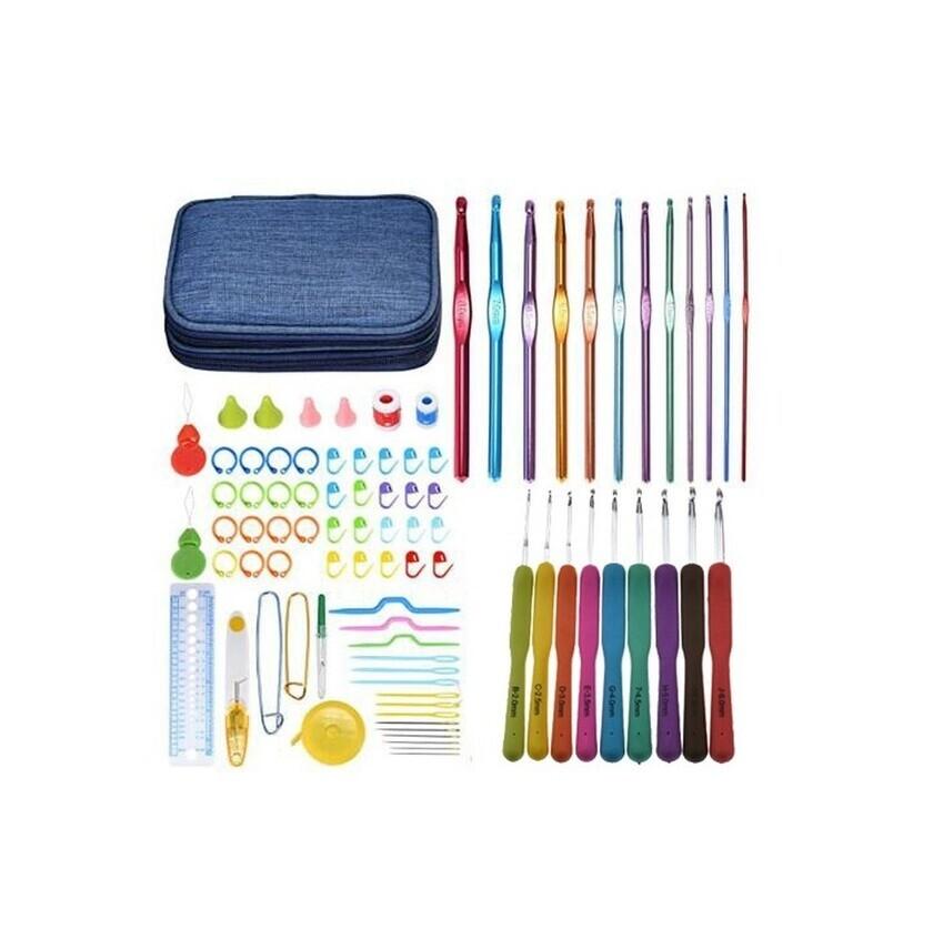 Набор крючков для вязания с пряжей, вязальные спицы, набор швейных инструментов, калибр для вязания, держатель для ножниц, крючок для вязания