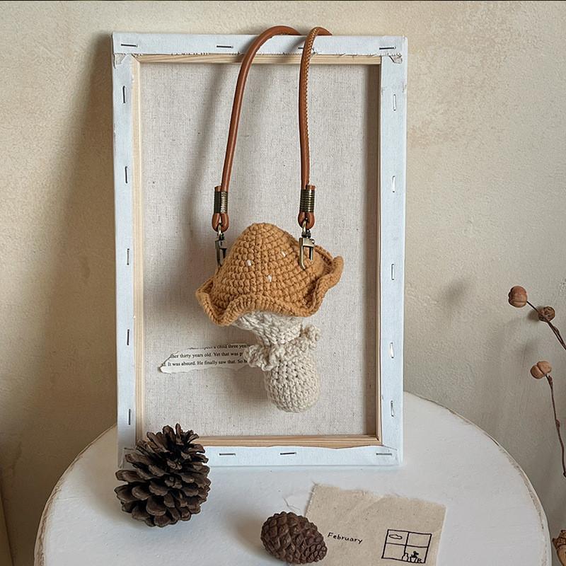 Whimsical Design Mushroom Childrens Bag Cozy Knitted Fabric Ideal Kids For