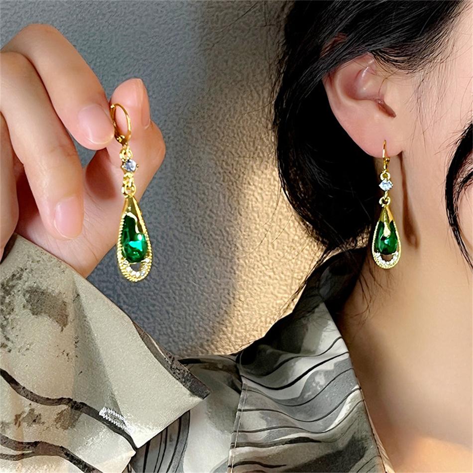 Серьги-капли с длинными кисточками и кристаллами циркония зеленого цвета для женщин, темпераментные корейские украшения, подвески, букле д'орей