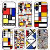 Арт Мода Чехол для телефона Пит Мондриан для Samsung Galaxy S25 S24 S23 S22 S21 S20 Plus Ultra Note20 Мягкий Черный