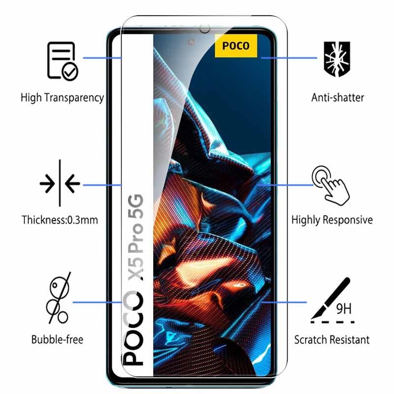 2 упаковки сверхпрозрачного закаленного стекла HD для XIAOMI POCO X5 / X5 Pro 5G / X4 Pro / X4 Pro 5G / M4 M5 M5S X4 GT Стеклянная пленка F4 GT
