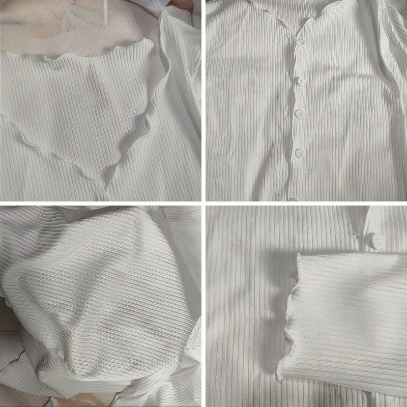 Тонкая трикотажная рубашка, женский тонкий укороченный топ, однобортный кардиган с v-образным вырезом, женская повседневная юбка, шаль, однотонное элегантное солнцезащитное пальто