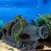 Resin Aquarium Artificial Simulation Shipwreck Water Plants Reptiles Hide House Fish Tank Landscape Ornament