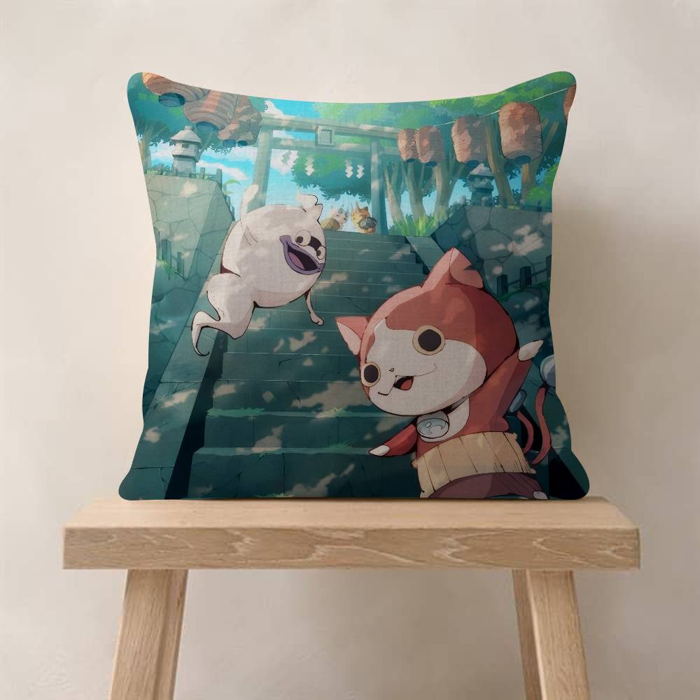 Anime Yokai Cute Watch Maple Design Cushion Cover Happy Autumn Harvest decor Holiday Decorati Pillow Cover