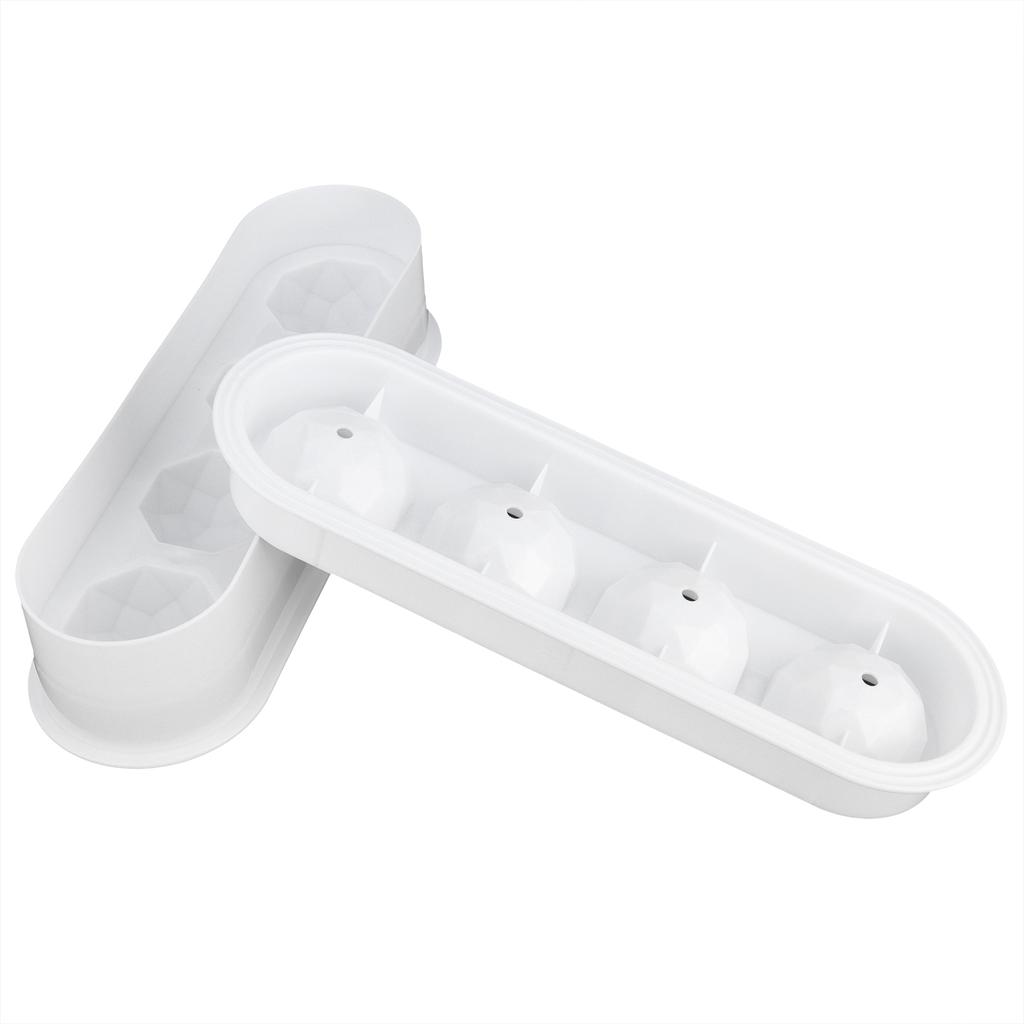 2Pcs 4 Grids Food Grade Ice Cubes Mold Whiskey Ice Ball Making Mold Tray for Home Bar
