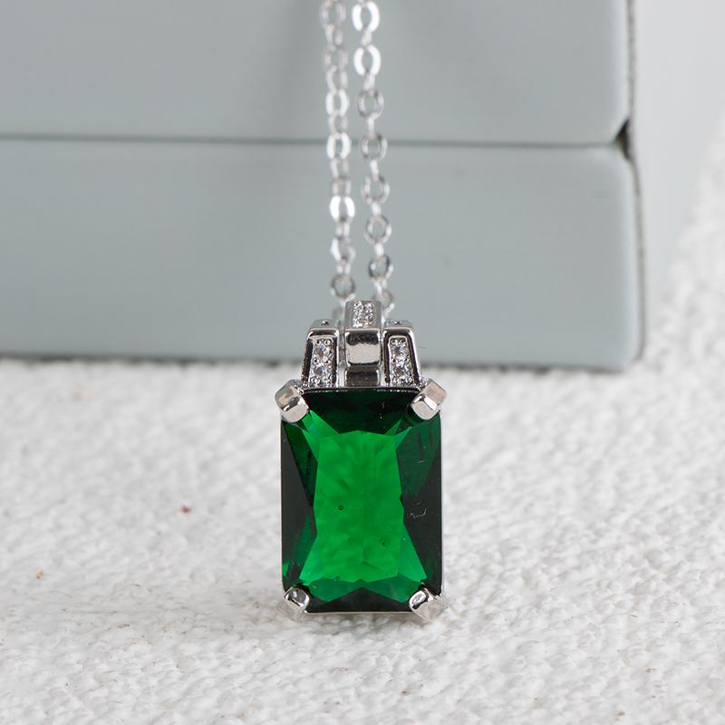 BELLA BOX Великолепное элегантное ожерелье с подвеской в ​​зеленой квадратной форме для женщин, очаровательное ожерелье на свадьбу и помолвку с драгоценными камнями, жемчужная цепочка на ключицы, женские подарки