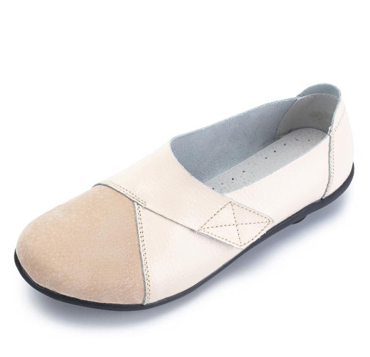 Woman's Flats Shoes Woman Soft Genuine Leather Big Size 35-44 Mocassin Boat Shoes for Women Hook Loop Mocasines De Mujer