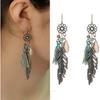 Exquisite Vintage Bohemian Ethnic Tassel Fringe Leaf Stones Earrings
