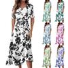 Женское повседневное модное платье-миди без рукавов с цветочным принтом и нерегулярным подолом с круглым вырезом
