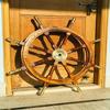 Wonderful Large 91.44 ANCHOR BRASS Wooden Wheel Captain Boat Home Decor Ship Carved Brass Gift