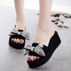 6cm High Heels Flip-flops Hand Bow Non-slip Beach Holiday Tourism Fashion Women's Beach Slippers