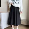 Women's Autumn and Winter New Thickened Woolen Pleated Skirt High Waist Slim Loose Large Size Elastic Midi Skirt