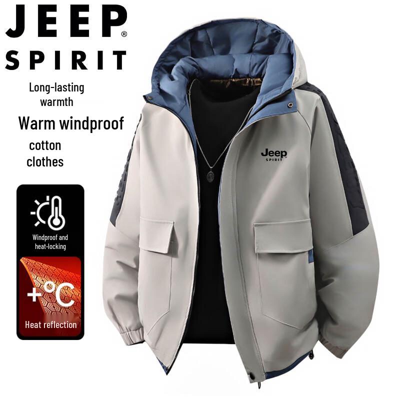 Мужская зимняя стеганая куртка с капюшоном JEEP SPIRIT с графеном