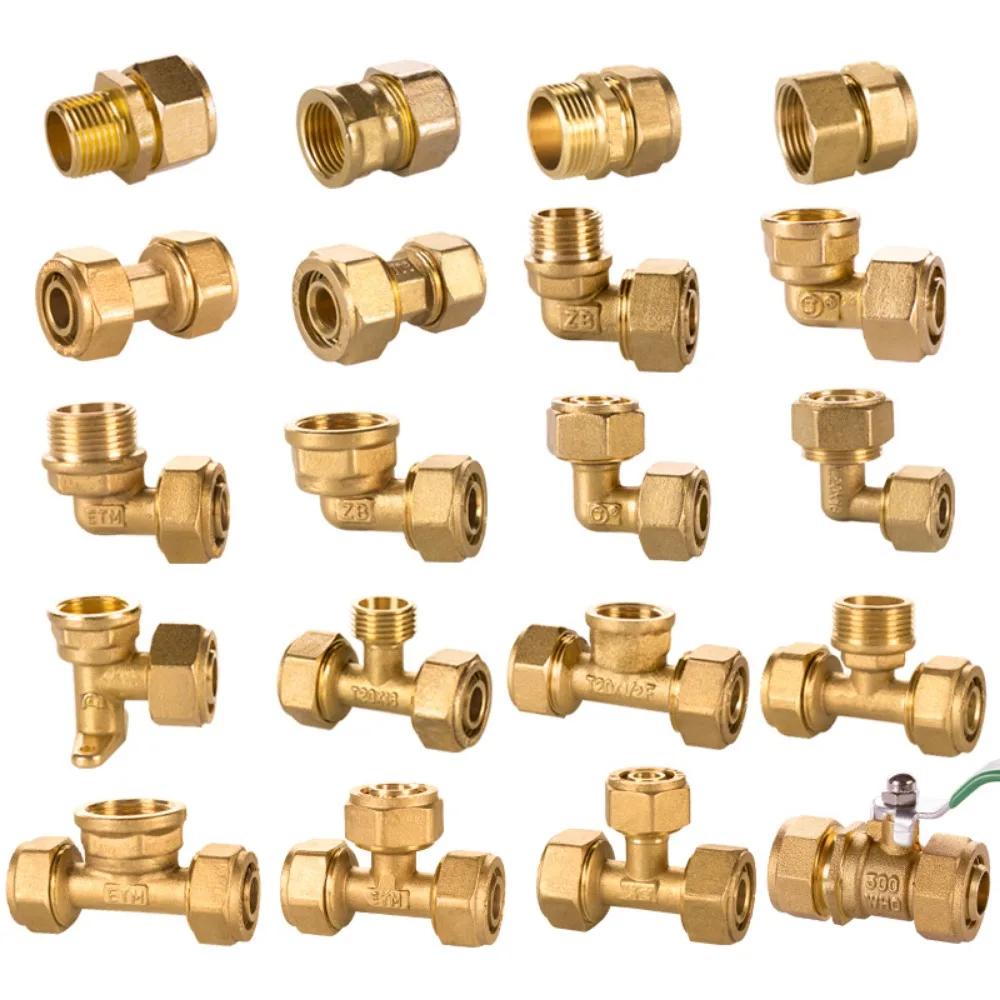 1620/ 2632 / 2025 /1216 PEX-AL-PEX Компрессионный фитинг для трубы Медь Солнечный радиатор Теплый пол Резьба внутренняя/наружная Тройник Угольник