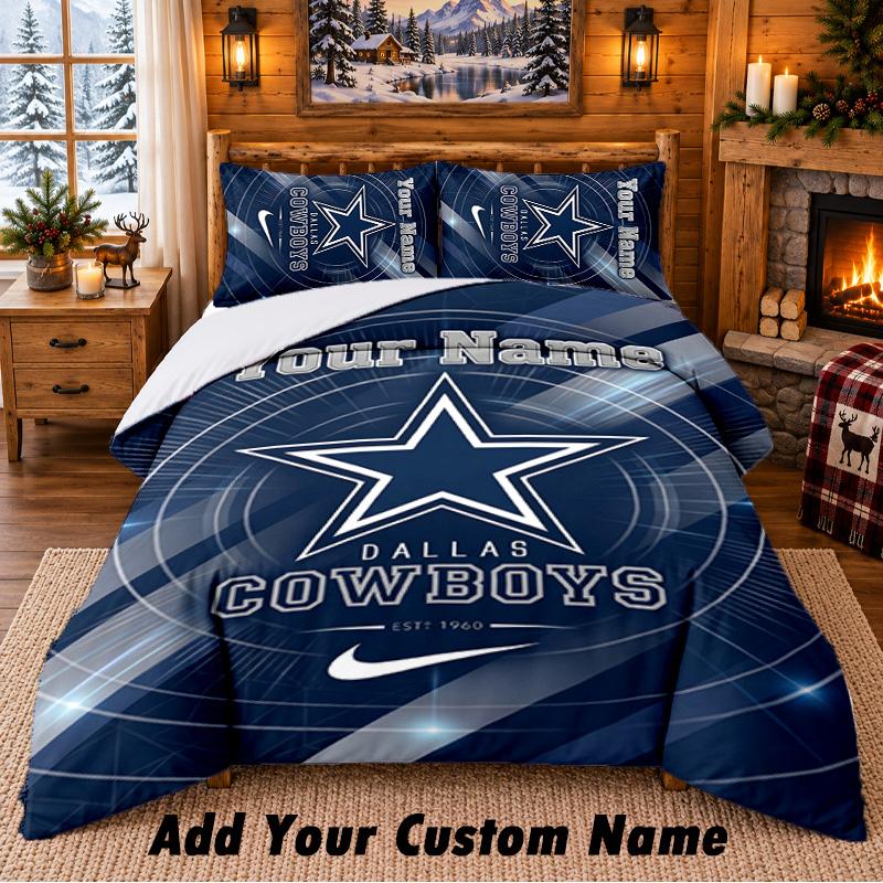 Постельное белье с узором Dallas Cowboys, комплект из 3 предметов, с возможностью добавления имени, простыня и наволочки для домашней спальни