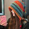Женская мода повседневная осенне-зимняя вязаная панама красочные полосатые женские шапки
