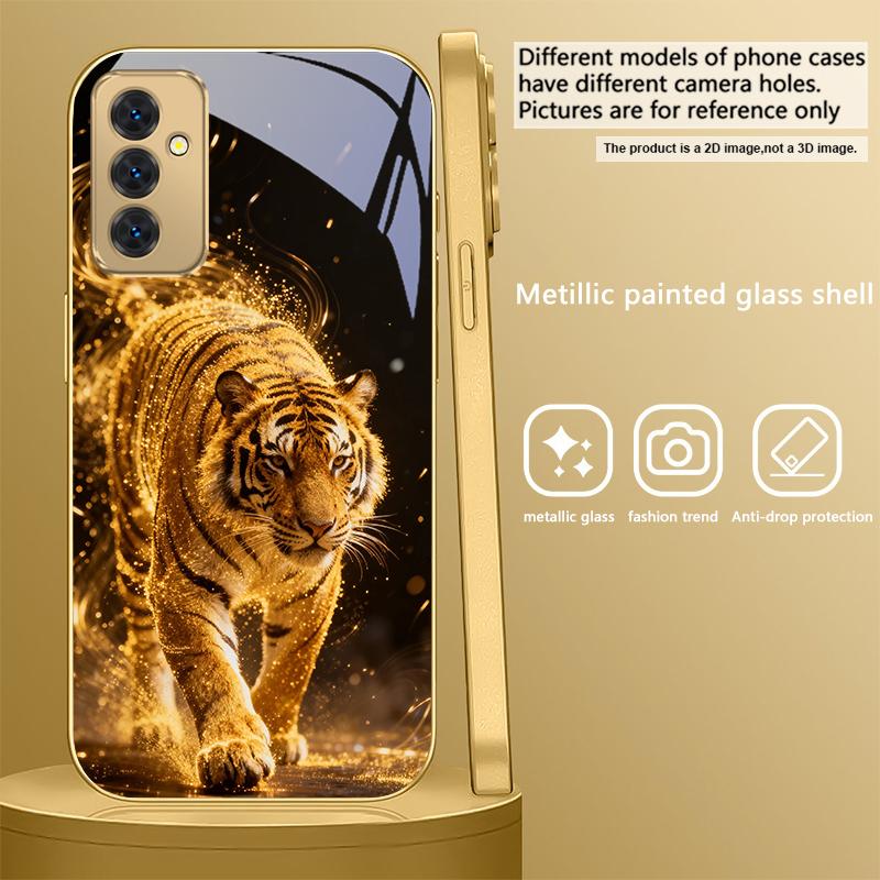 Тигр силы Для Samsung Galaxy S26 S20 FE S21 S22 S23 Plus S24 Ultra S25Ultra S21+ S22Plus Золотой стеклянный чехол для телефона