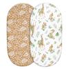 Pack of 2pcs Baby Fitted Sheet Crib Bed Cover Sheet Cartoon Print Bassinet Sheet Mattress Covers Elastic Removable Cover