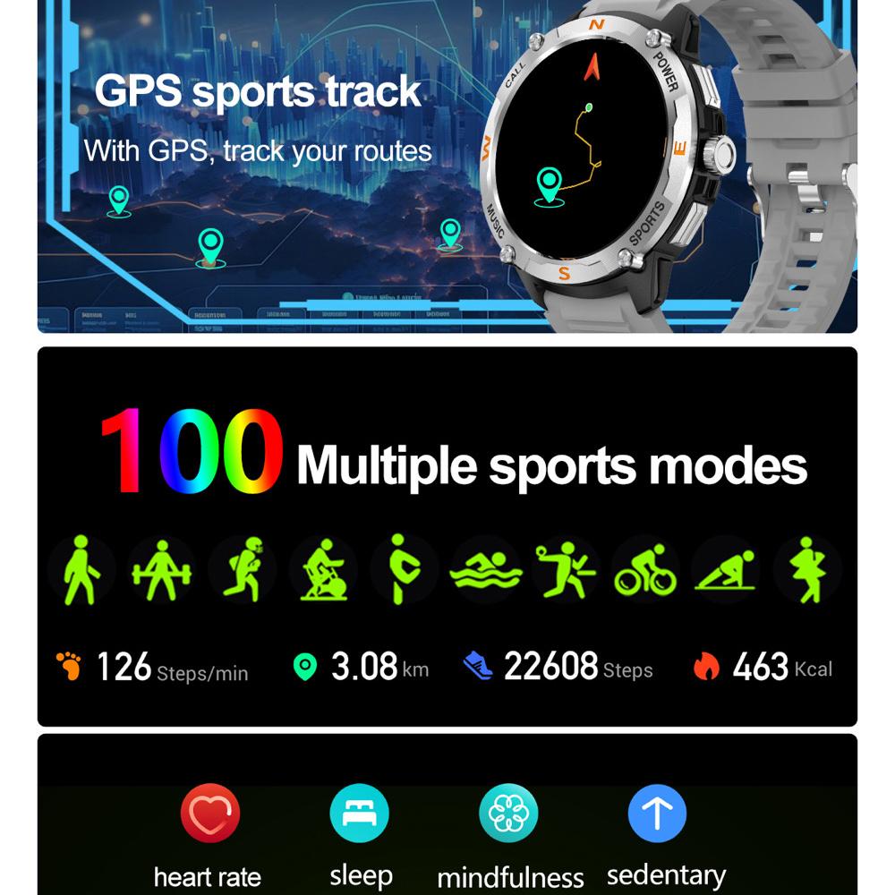 Новейшие Уличные GPS-Смарт-Часы с Экраном Синий Зуб Вызов Спорт Пульс Здоровье Водонепроницаемые Музыка Погода Смарт-Часы Сон