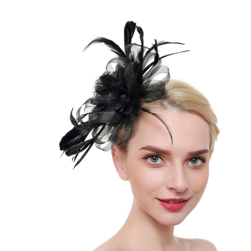 Headwear Banquet Wedding Hair Accessories Bride's Headdress Feathers Hat Hair Clip Fascinators Hat