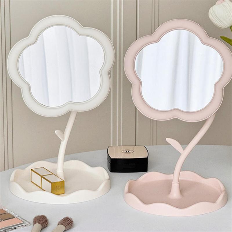 1PC Portable Mini Mirror Flower Mirrors Creative Dormitory Mirror For Bedroom Home Decor Rotate Mirror Girls Women New Year Gift