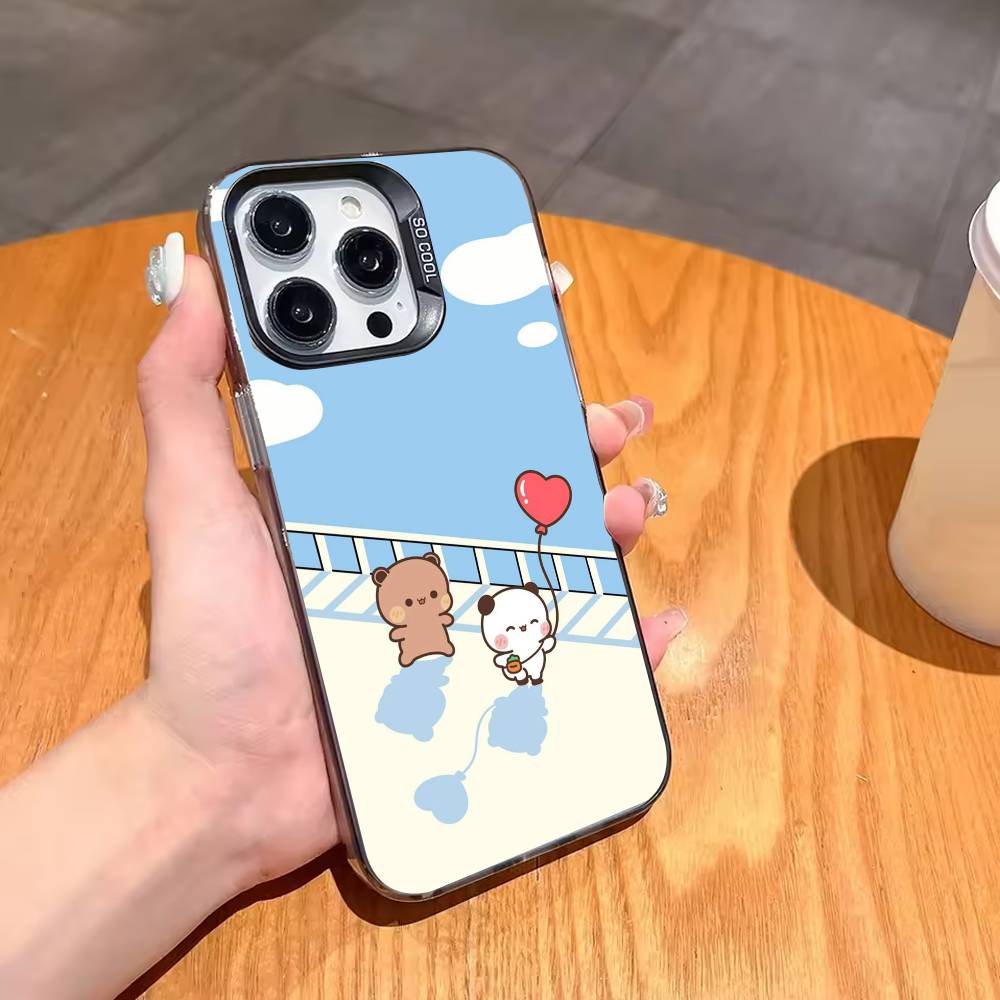 Горячий Мультяшный Чехол Для Телефона Пара BuBu DuDu Для iPhone17,16,15,14,13,12,11,Pro,MAX Серый Матовый Силиконовый Черный Чехол