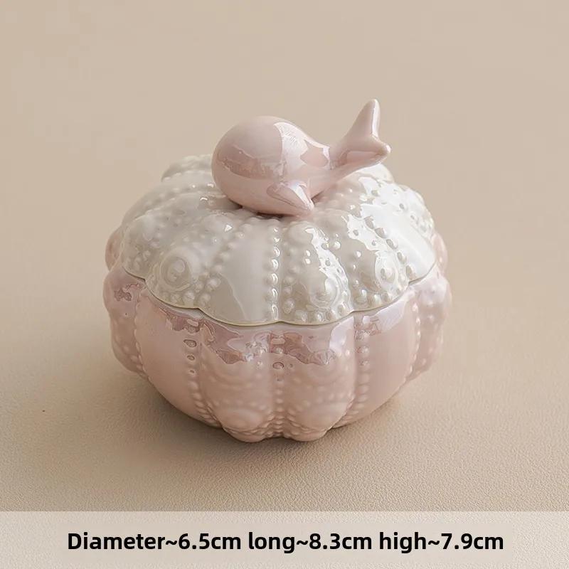 Керамическая шкатулка для украшений «Синий кит», маленькая креативная симпатичная банка для хранения ювелирных изделий, колец, ожерелий, ящик для хранения, настольные украшения, поделки, подарки