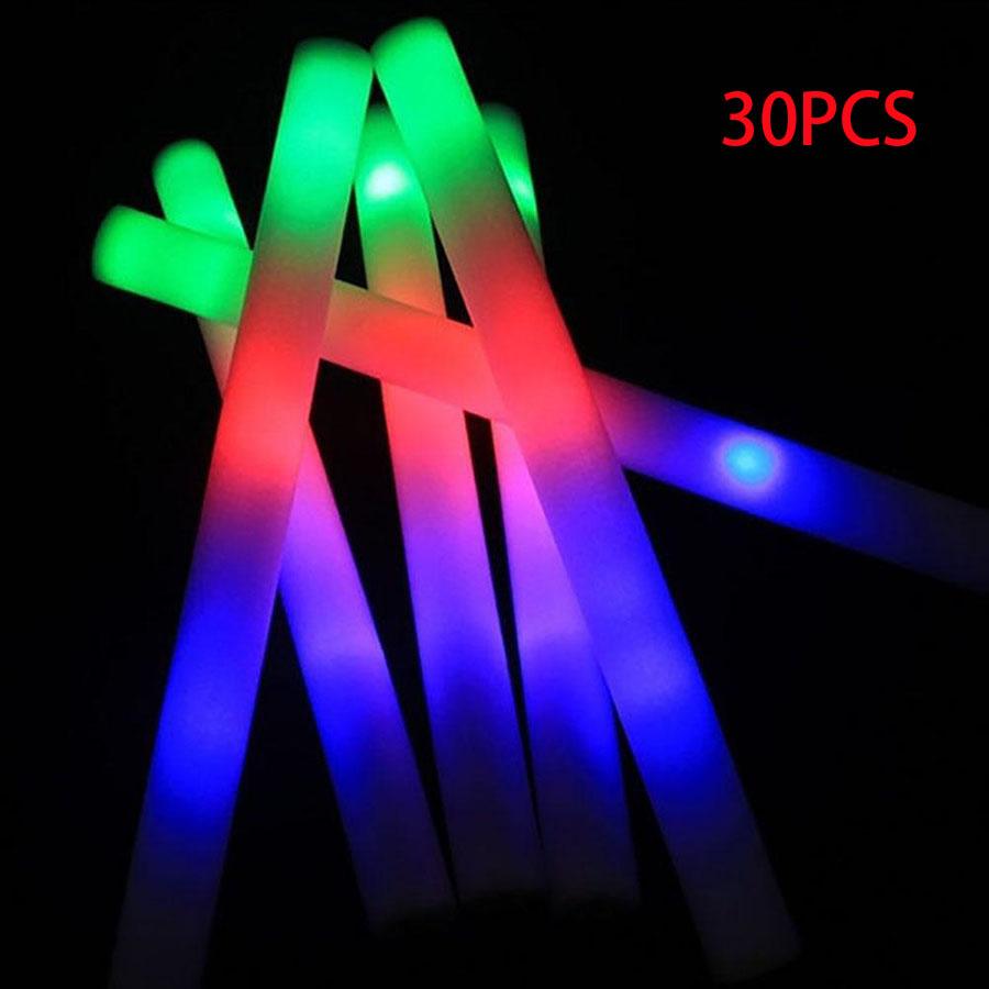 30Pcs Multicolor LED Foam Glow Stick Fluorescent Light For Concert Wedding Party