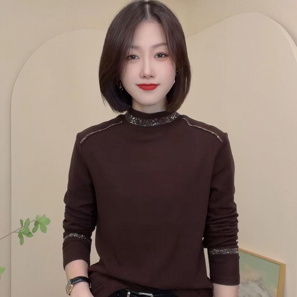 2025 осень и зима новая бархатная футболка топ базовая рубашка женский немецкий бархат универсальная внутренняя подкладка