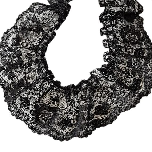 Черная кружевная органза для самостоятельного изготовления одежды и аксессуаров - украшение горловины и подола юбки