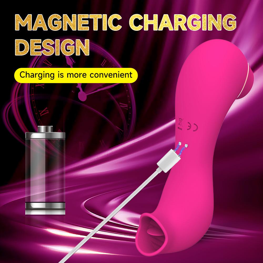 2-in-1 Sucking Vibrator with Tongue Licking 10 Modes Vagina Clitoris Stimulator Oral Sucker Erotic Sexy Sex Toy for Women