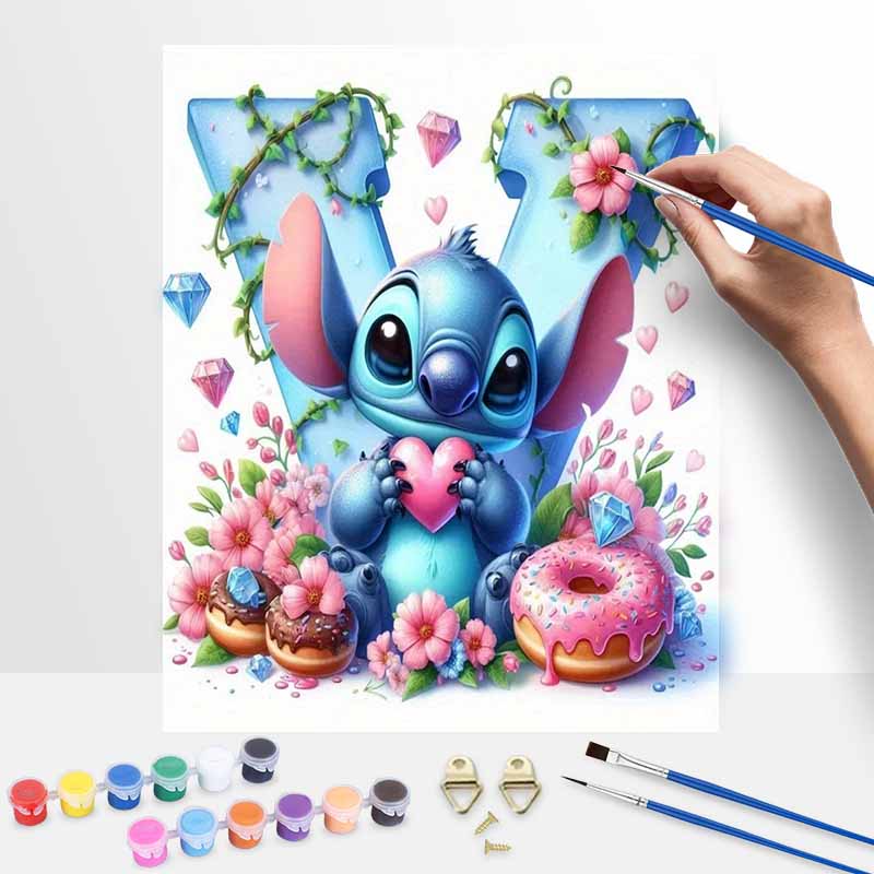 Disney Стич Сердце Пончик Цветок Масляная Краска Цифровая Живопись Художественный Набор Ручная Работа DIY Набор для Рисования Декор для Дома