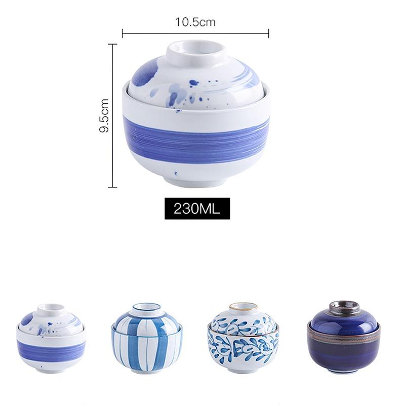 Ceramic Stew Pot Soup Bowl Tableware Lid 230ML Stew Cup Dinnerware Egg Cup Household Kitchen Supplies Eco-friendly Snack Bowl