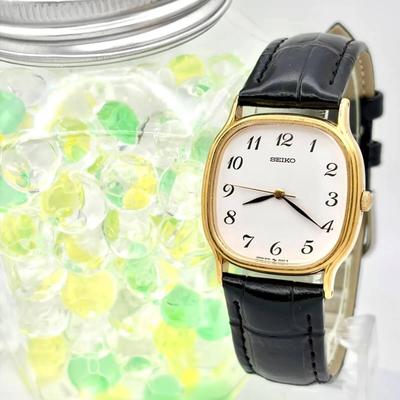 [Новая батарея] Мужские часы SEIKO Золотые Квадратные 5P31-5160 734077 Новый ремешок