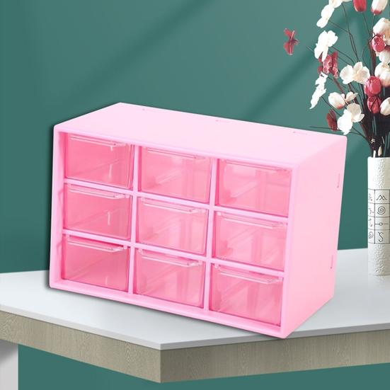 Convenient Cosmetic Storage Box Transparent And Visible Organization 3 Colors Mini Compact 6/9 Drawers Storage Container for Home