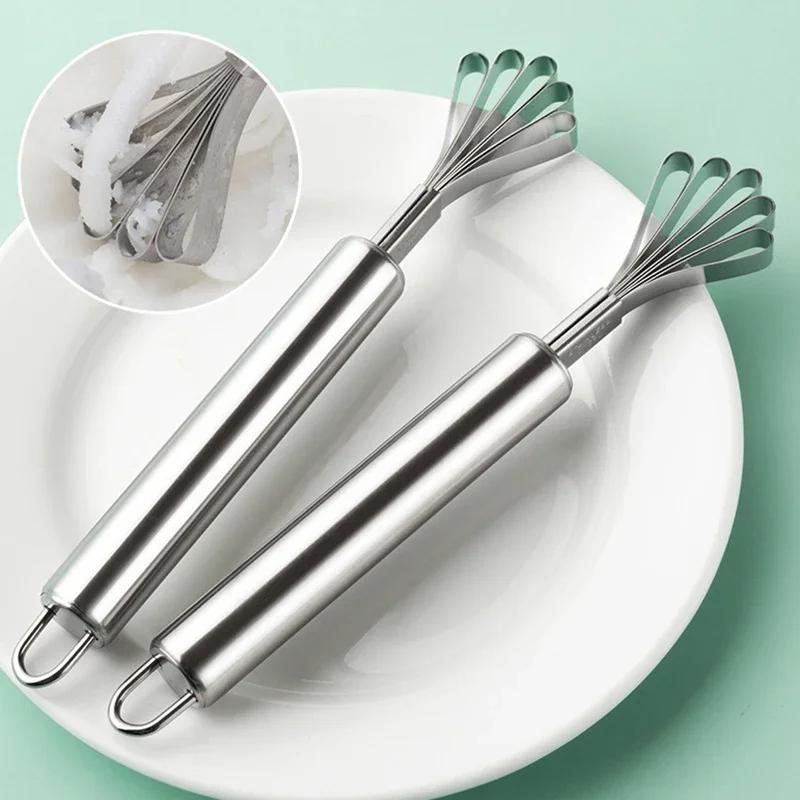 Нож для измельчения кокоса, скребок для рыбьей чешуи, кухонные принадлежности из нержавеющей стали, инструмент для фруктов и овощей, ножи для удаления мяса