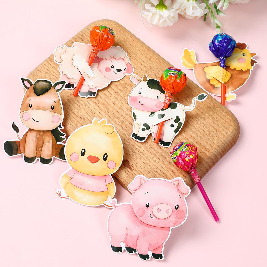 Джунгли Животные Леденец Бумажные открытки День рождения Baby Shower Украшения для детей Леденец Бумажные открытки День рождения Товары для вечеринки