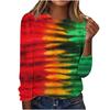 Весенне-осенний топ с круглым вырезом, с 3D-цветным принтом, модная повседневная женская футболка с длинным рукавом