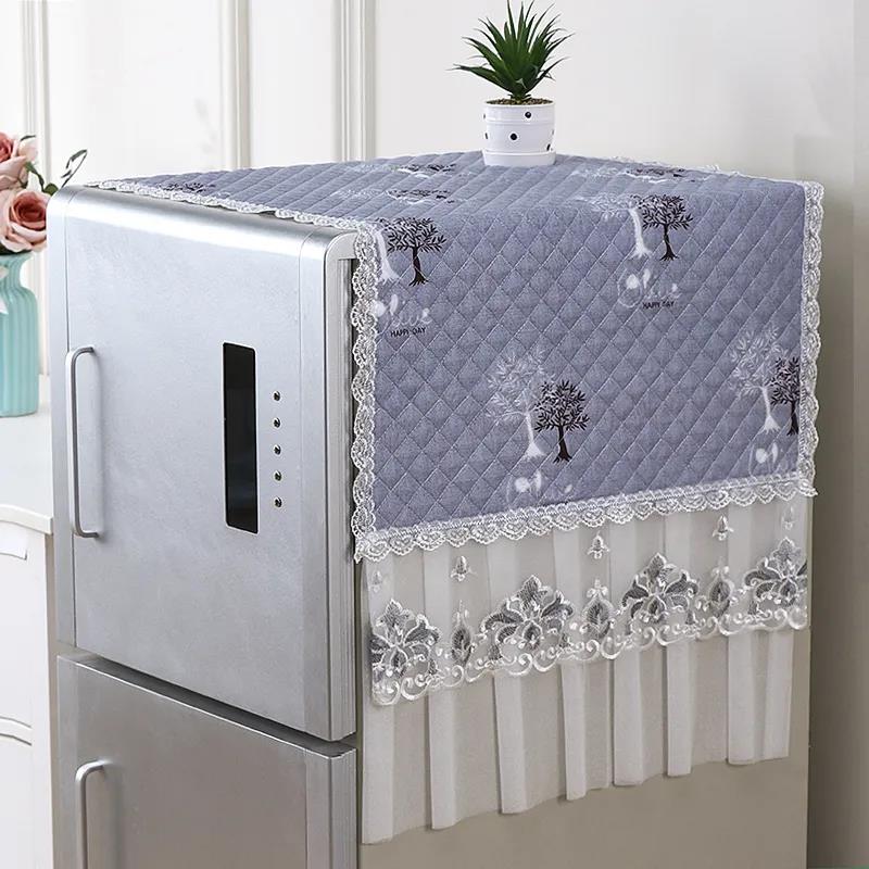 Полотенце для чехла на холодильник, одно- и двухдверный тканевый чехол для холодильника, универсальный пылезащитный чехол, кружевной, износостойкий, моющийся