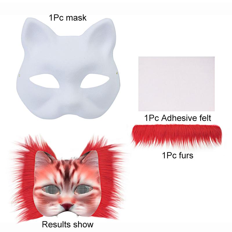 1 комплект/3 шт. Инструменты для изготовления масок Маска лисы кошки Полуфабрикат маски Косплей Граффити Маска на поллица Животное Маска на поллица 7 цветов