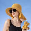 Summer Hat Women's Wide Brim Shawl Sunshade Hat Outdoor Beach Fisherman Hat Sunscreen Sun Hat for Women Bucket Cap Basin Hat