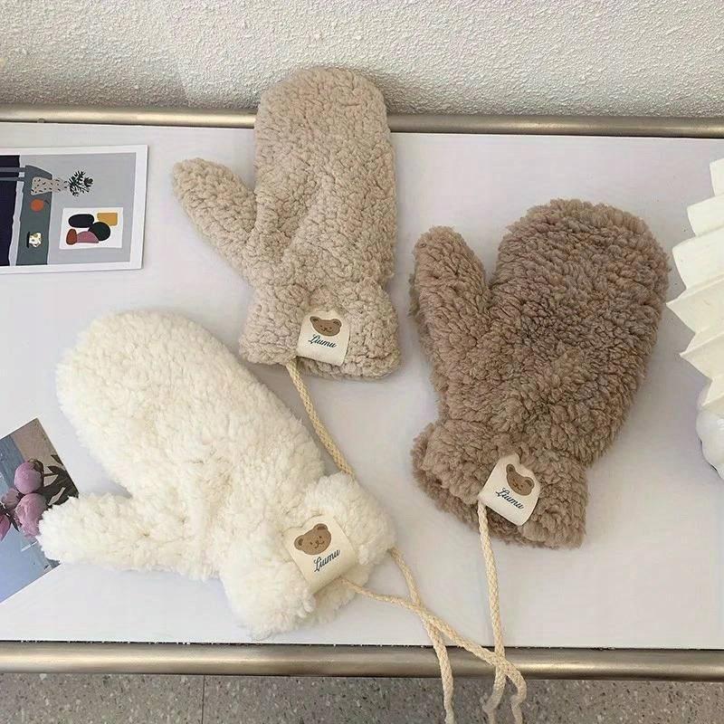 Women's Winter Gloves Plush Warm Fur Mittens
