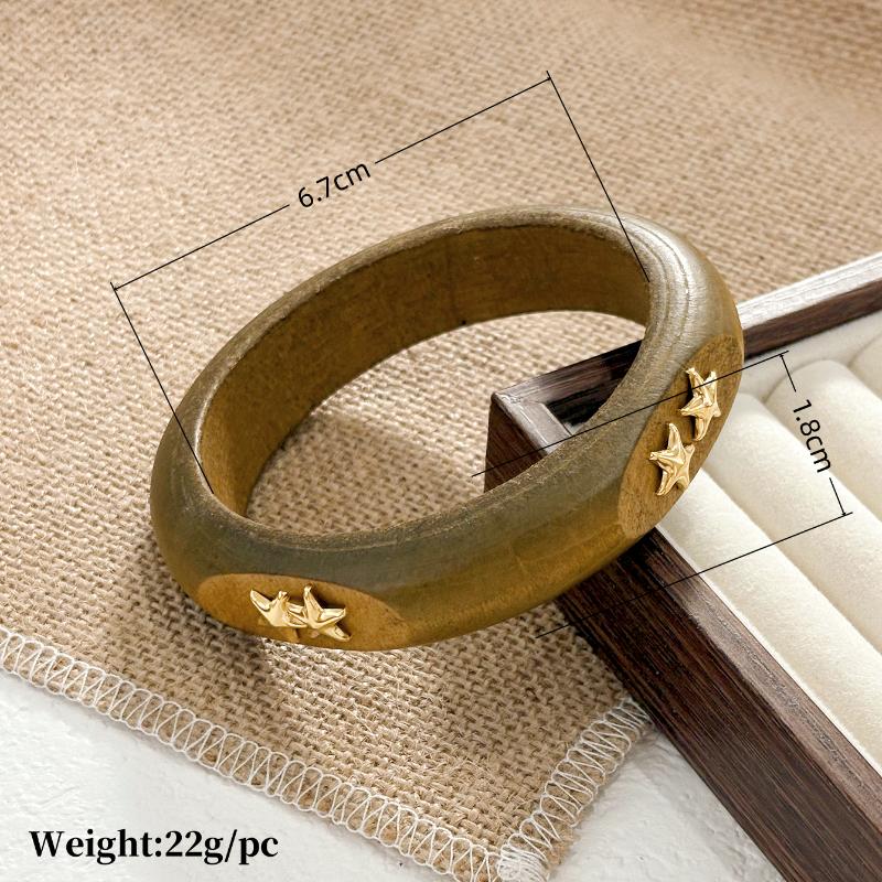 Винтажный этнический деревянный браслет для женщин, панк, геометрический, с заклепками, бусинами, широкий браслет, преувеличенное украшение для рук