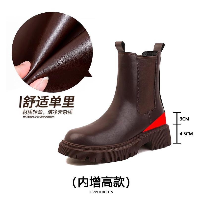 Мартинсы на внутренней платформе, женские, в британском стиле, средней высоты, на толстой подошве, в стиле ретро, дымчатые, ботинки челси, универсальные, короткие, на осень и зиму